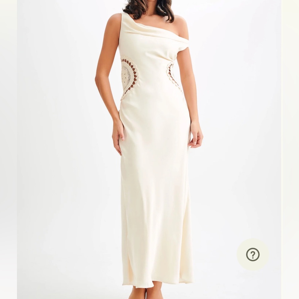 Meshki Kristina Satin Maxi Dress with Crochet - Cream
